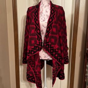 Lucky Brand Large Red Black and Purple Cardigan
